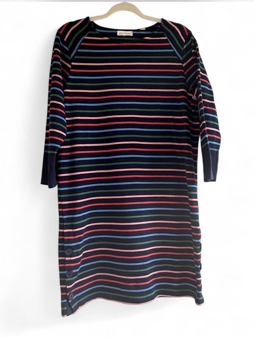 Chinti & Parker Multicolor Striped Cotton Jersey Midi Dress L